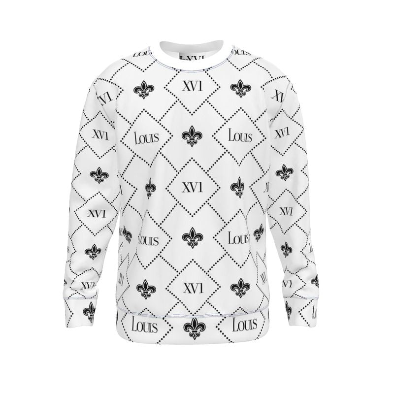 Sweater White with Black fleur-de-lis monogram