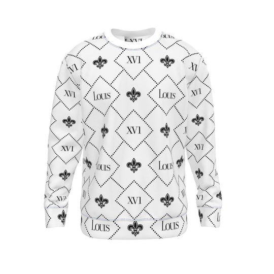 Sweater White with Black fleur-de-lis monogram