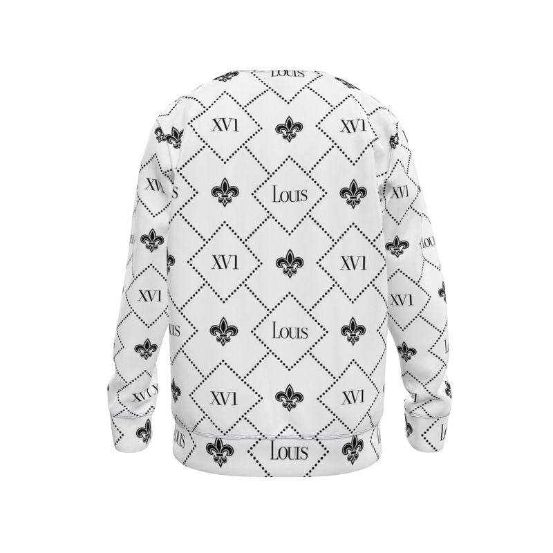 Sweater White with Black fleur-de-lis monogram