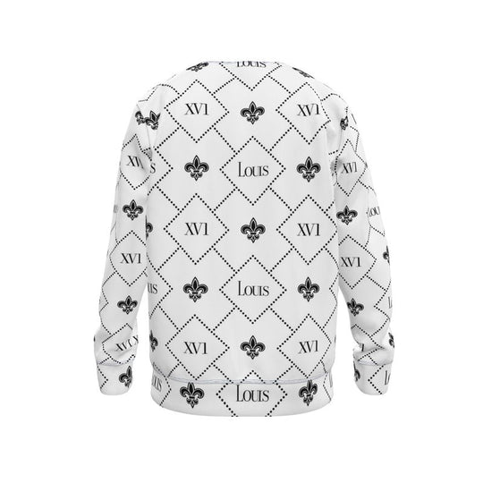 Sweater White with Black fleur-de-lis monogram