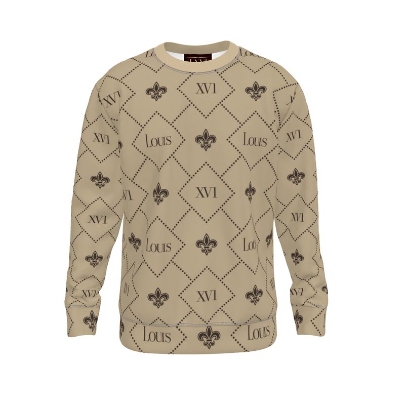 Sweater Tan with Brown fleur-de-lis monogram