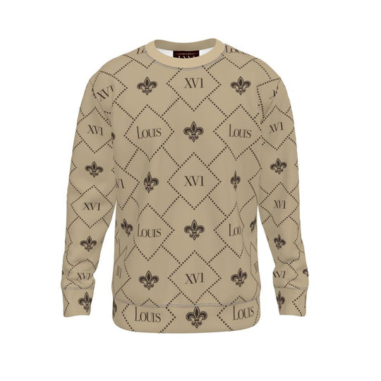Sweater Tan with Brown fleur-de-lis monogram