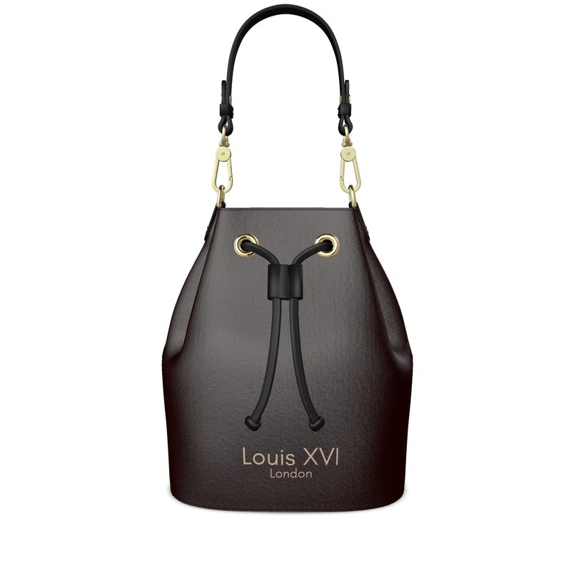 Louis XVI Bucket Bag – Classic Luxury in Dark Brown Napa Leather