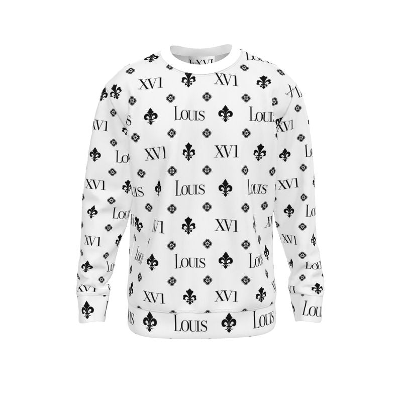 Sweater White with Black fleur-de-lis monogram