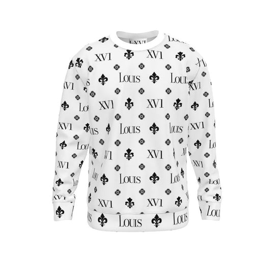Sweater White with Black fleur-de-lis monogram