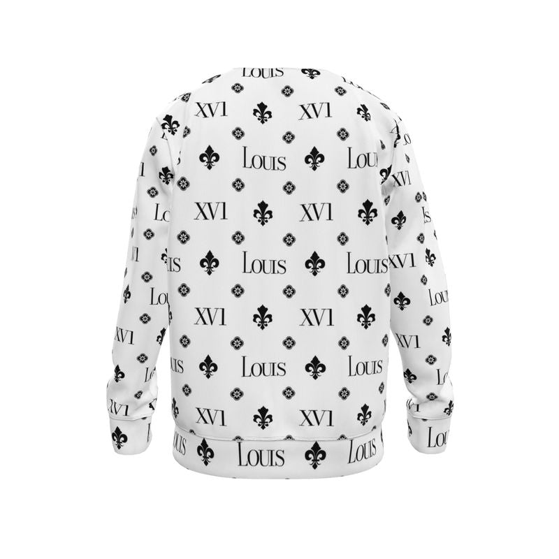 Sweater White with Black fleur-de-lis monogram