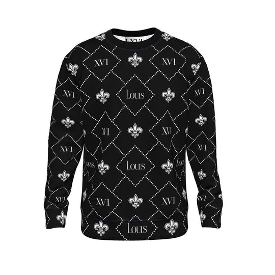 Sweater Black with white  fleur-de-lis monogram