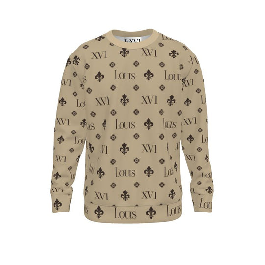 Sweater Tan with Brown fleur-de-lis monogram