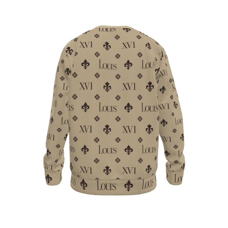 Sweater Tan with Brown fleur-de-lis monogram